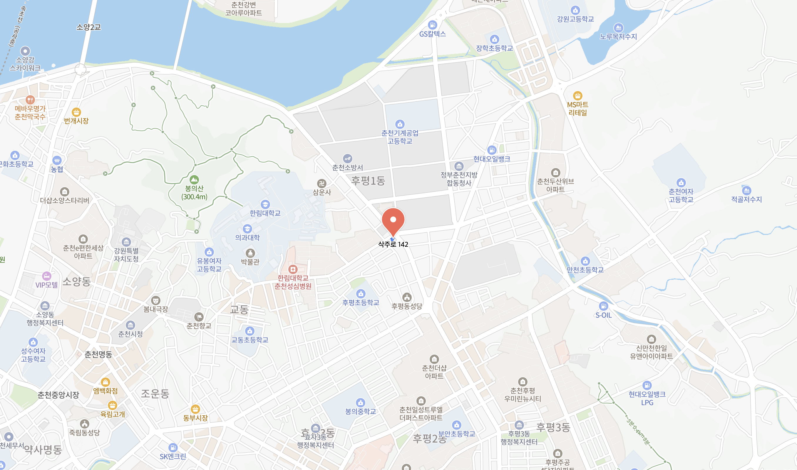 춘천시 삭주로 142 위치 지도